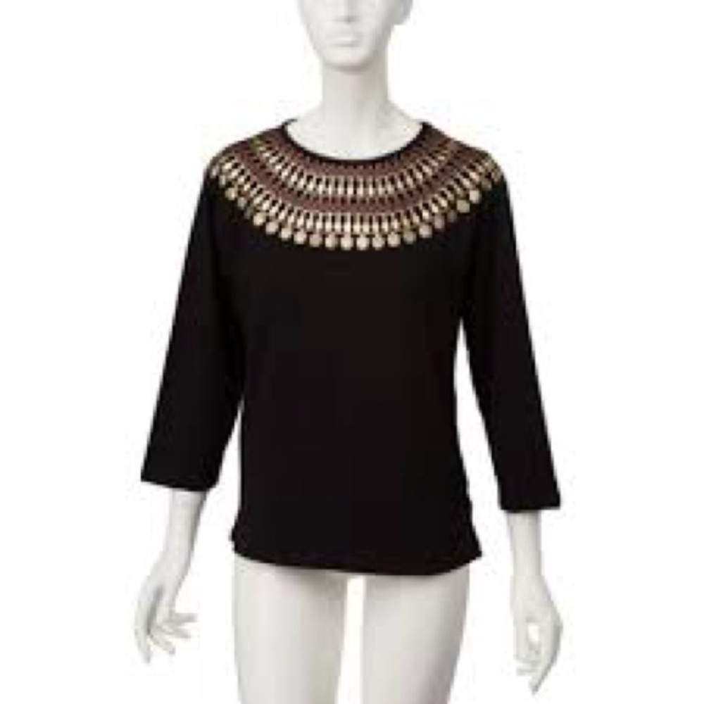 Metropolitan Museum of Art 3/4 Sleeve Sz XL Egyptian Embellished Collar